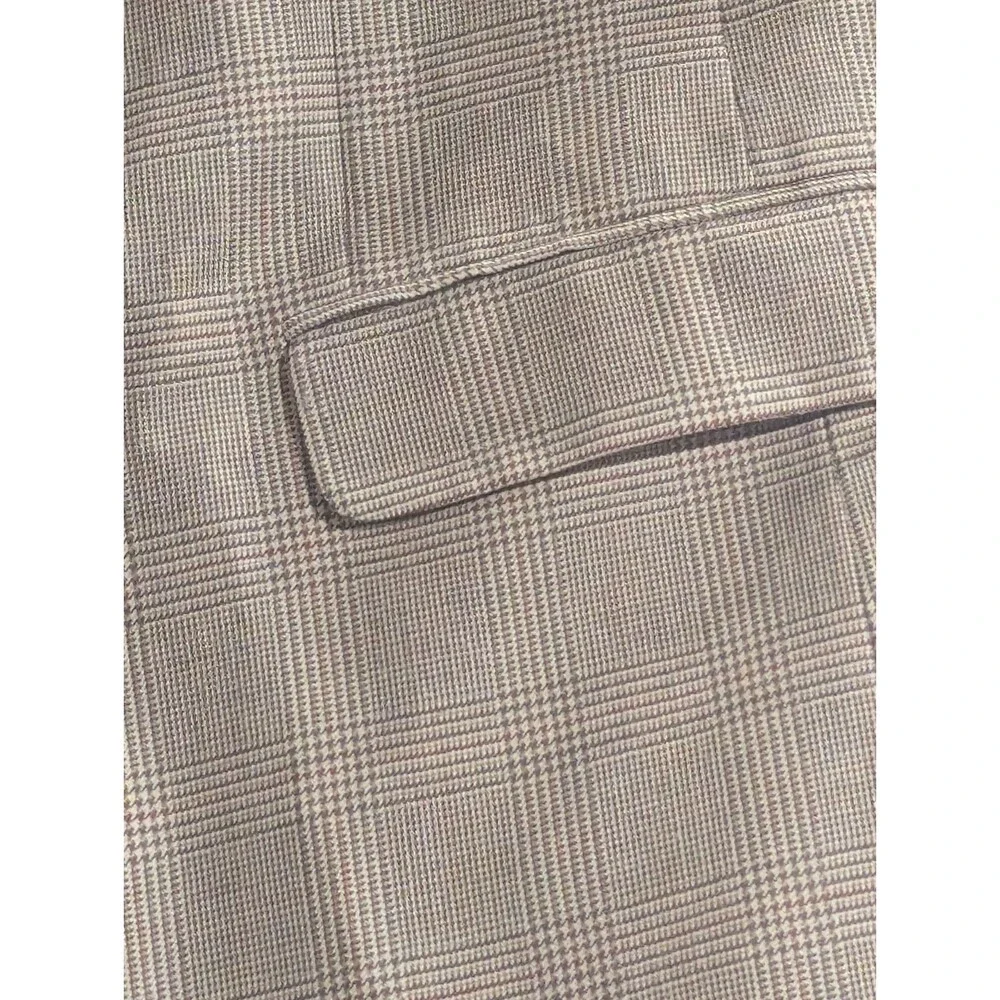 Jos‎ A Bank Mens Brown Windowpane Plaid Silk/Wool Blend Sports Blazer Jacket 48L